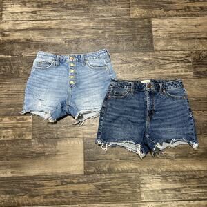 2 Pairs Universal Thread Jean Shorts Cut Offs Vintage Midi Button Fly 4/27 Women